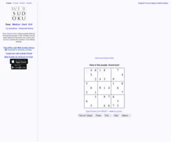 Websudoku.com(Web Sudoku) Screenshot