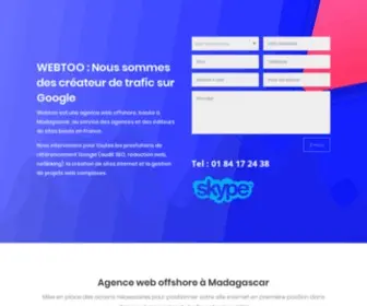 Webtoo.fr(Agence web offshore : Délocalisez votre projet web à Madagascar) Screenshot