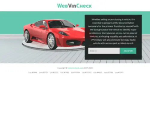 Webvincheck.com(VIN Check) Screenshot