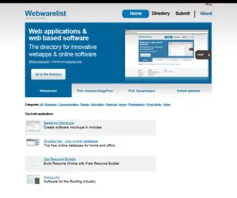Webwarelist.com(Web applications) Screenshot