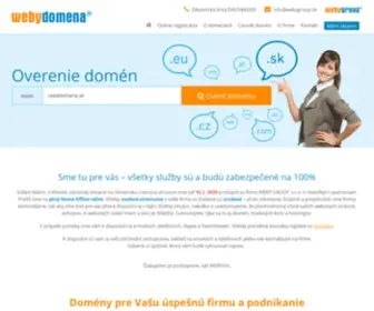 Webydomena.sk(Overenie a registrácia domén) Screenshot