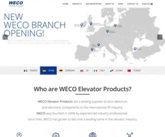 Wecoelevator.com(WECO Elevator Products el mayor fabricante de barreras infrarrojas) Screenshot