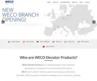 Wecoeurope.com(WECO Elevator Products is a leading supplier of elevator door detectors) Screenshot