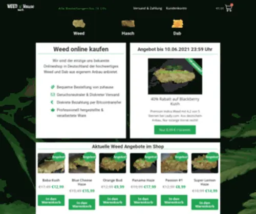 Weed-Nach-Hause.com(Weed online kaufen in Deutschland per Versand im Onlineshop bestellen) Screenshot