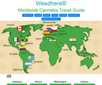 Weedhere.org(Worldwide Cannabis Travel Guide) Screenshot