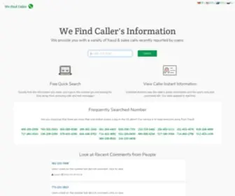 Wefindcaller.com(We Find Caller's Information) Screenshot