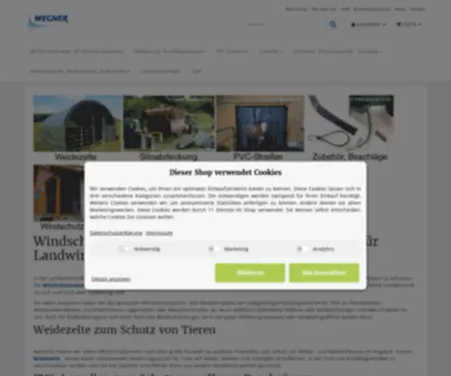 Wegner24.eu(Windschutznetze, Windschutzsysteme und PVC-Lamellen) Screenshot