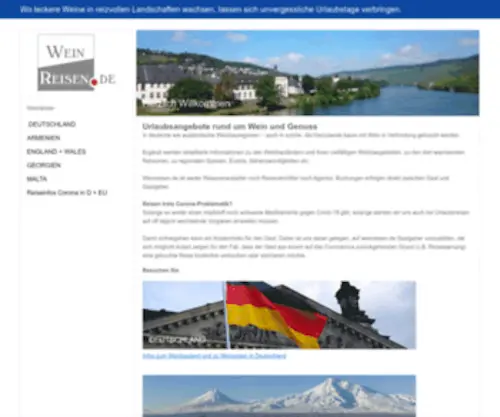 Weinreisen.de(Urlaubsangebote rund um Wein und Genussin deutsche wie ausländische Weinbauregionen) Screenshot