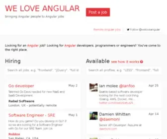Weloveangular.com(Angular jobs and developers) Screenshot