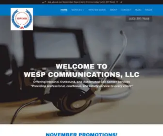 Wespcommunications.com(WESP Communications telephone answering service) Screenshot