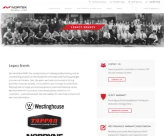 Westinghousehvac.com(Legacy Brands) Screenshot