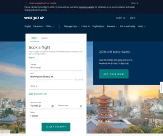 Westjet.com(Flights and vacation packages) Screenshot