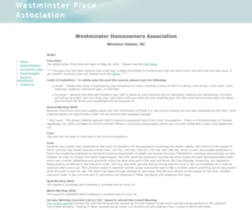 Westminsterhoa.org(Westminster Homeowner's Association) Screenshot