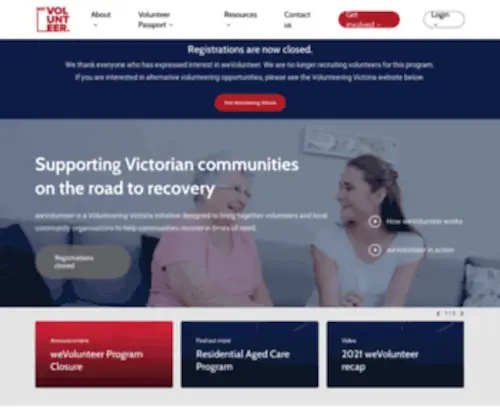 Wevolunteer.org.au(Supporting communities on the road to recovery) Screenshot