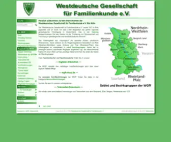 WGFF.de(Die Internetseiten der Westdeutschen Gesellschaft für Familienkunde e.V. (WGfF)) Screenshot