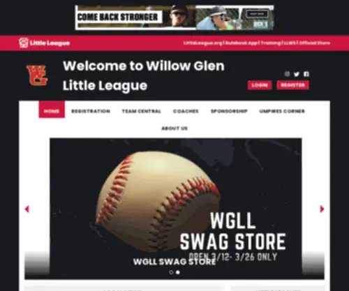 WGLL.org(Willow Glen Little League) Screenshot