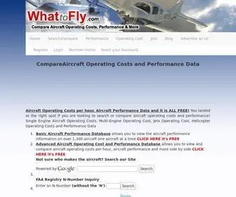 What2FLY.com(Aircraft Operating Costs & Performance Comparisons & Airplane Cost Data) Screenshot