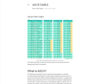 Whatasciicode.com(FREE ASCII Information) Screenshot