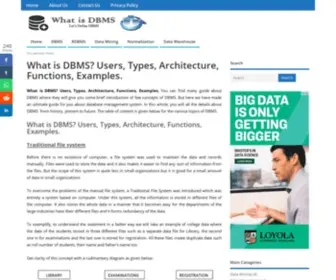 Whatisdbms.com(Users, Types, Architecture, Functions, Examples) Screenshot