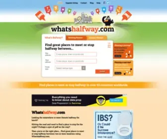 Whatshalfway.com(Find great places to meet or stop halfway) Screenshot