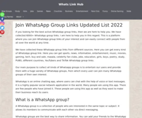 Whatslinkhub.com(WhatsApp Group Links) Screenshot