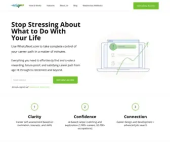 Whatsnext.com(Career Discovery & Management) Screenshot