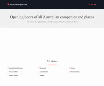 Whattimeopen.com(Opening hours of all Australian companies and places) Screenshot