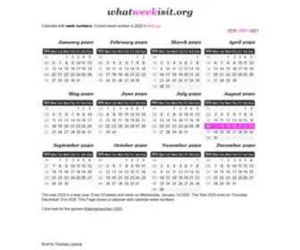 Whatweekisit.org(Calendar with week numbers 2024) Screenshot