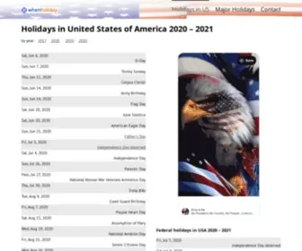 Whenholiday.com(Holidays in United States of America 2020 and 2021) Screenshot