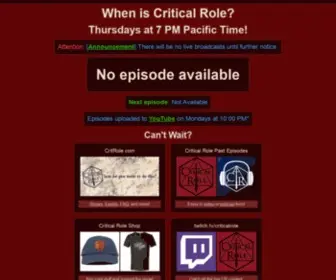 Wheniscriticalrole.com(When is Critical Role) Screenshot