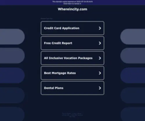 Whereincity.com(Provides information about India) Screenshot