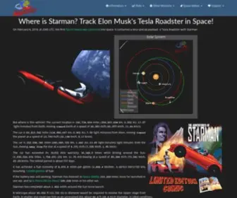 Whereisroadster.com(Track Elon Musk's Tesla Roadster in Space) Screenshot