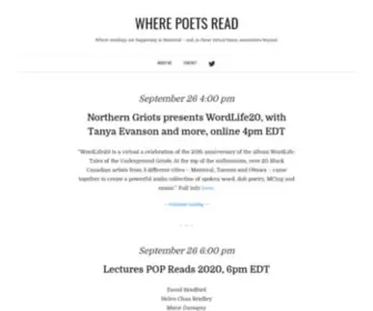 Wherepoetsread.ca(And, in these virtual times, sometimes beyond) Screenshot