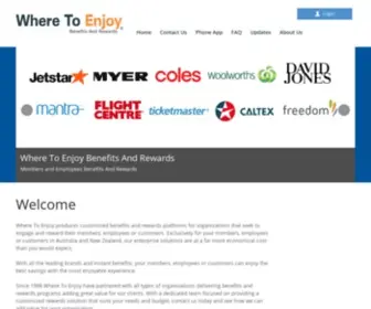 Wheretoenjoy.com(Where To Enjoy Benefits and Rewards program(AUS) Screenshot