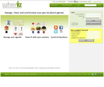 Wheriz.com(Manage, share and synchronize your geo-localized agenda) Screenshot