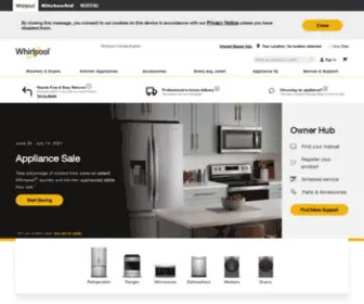 Whirlpoolappliances.ca(Shop for dependable kitchen appliances from Whirlpool®) Screenshot