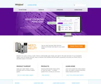 Whirlpoolwaterheaters.com(Water Heaters) Screenshot