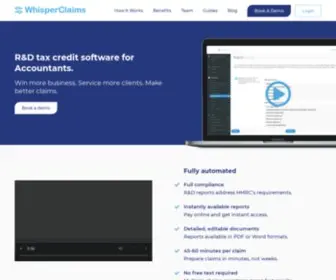 Whisperclaims.co.uk(Whisperclaims R&D Tax Credit Software for Accountants and Specialists) Screenshot