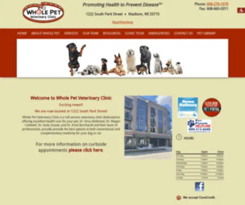 Wholepetclinic.com(Whole Pet Veterinary Clinic) Screenshot