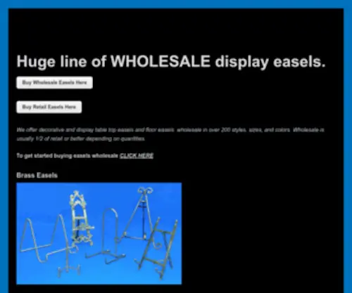 Wholesaleeasels.net(Large selection of wholesale display and decorative easels) Screenshot