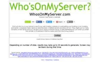 Whosonmyserver.com(Reverse Lookup) Screenshot