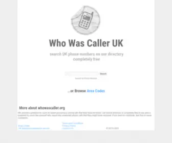 Whowascaller.org(UK phone number database) Screenshot