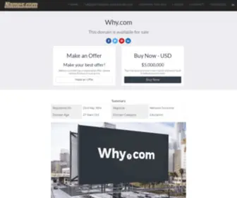 WHY.com(Premium category defining domain names for sale) Screenshot