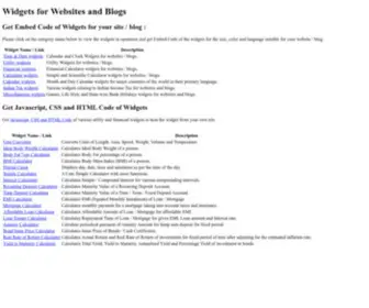 Widgetscode.com(Get free widgets for Web site and blog. Widget categories) Screenshot