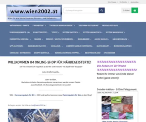 Wien2002.at(Online-Shop rund ums Nähen von Dessous und Bademode) Screenshot