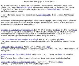 Willclemens.com(Personal homepage of Will Clemens) Screenshot