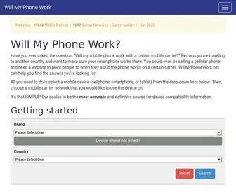 Willmyphonework.net(Check if your phone works on a network) Screenshot