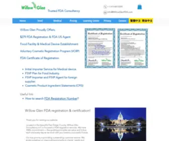 Willowglenfda.com(FDA Registration & FDA Agent US$279) Screenshot