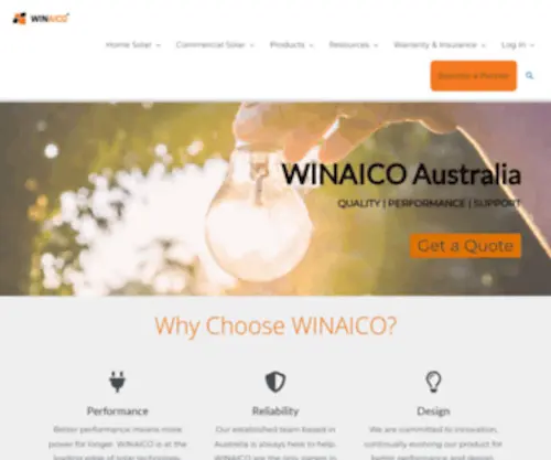 Winaico.com.au(High Efficiency Solar Designed for Australia) Screenshot