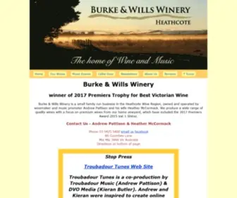 Wineandmusic.net(Burke & Wills Winery home page) Screenshot